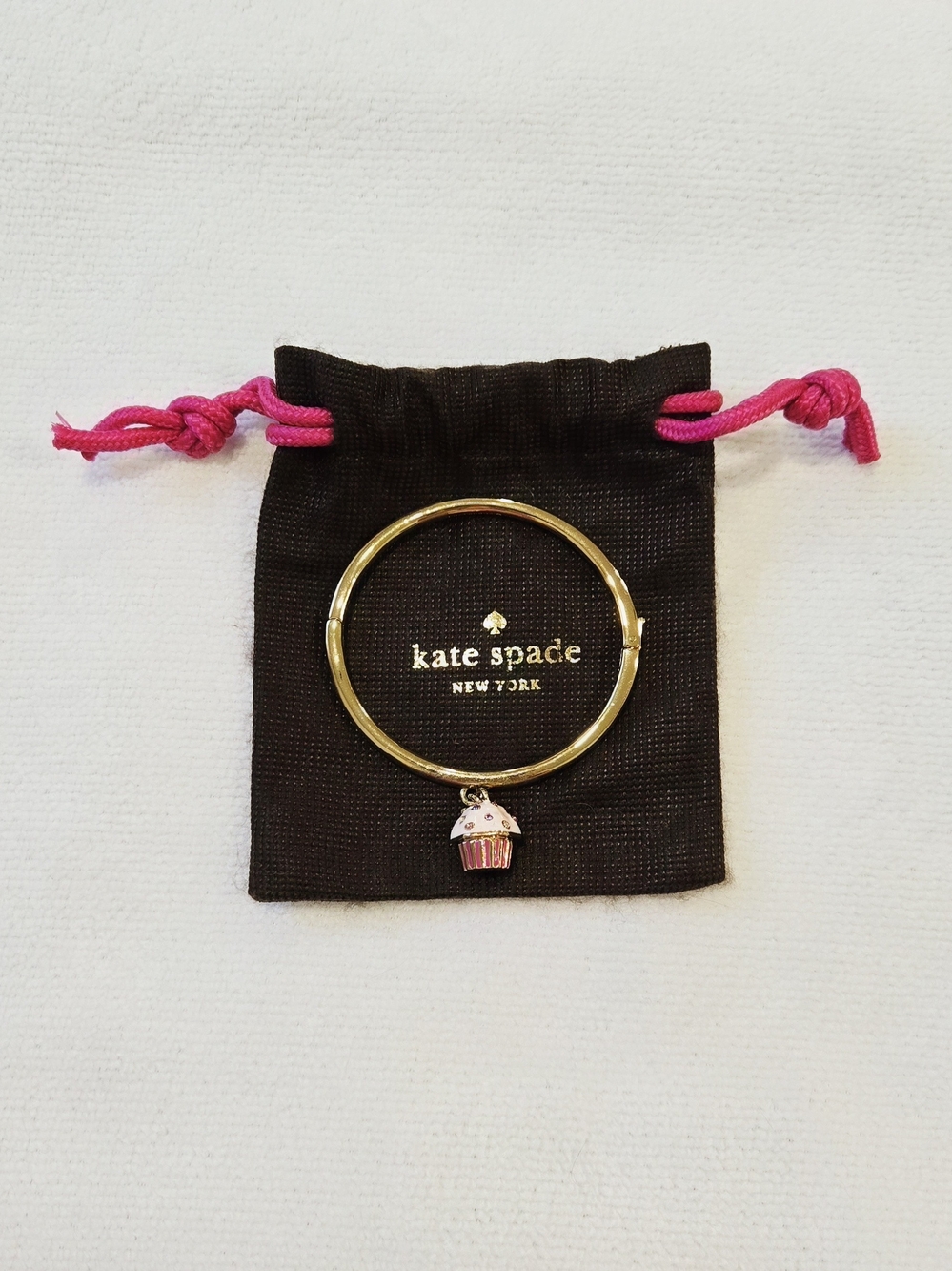 Kate Spade Take The Cake Gold-Tone Bracelet With Pink Cupcake Charm